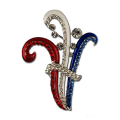Beautiful Red, White and Blue Crystals set in red, white and blue enamel.
