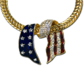 Swarovski crystal with enamel gold-plate pendant in a looping design. Chain sold separately.