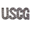 Support the Coast Guard! Diamond like Swarovski crystal, silver-plate brooch/pin.
